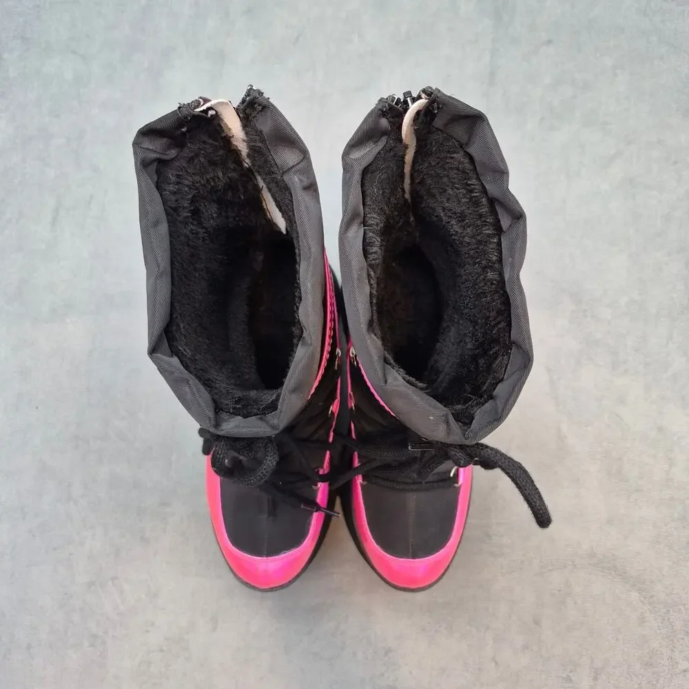 YRU Qronic Holographic Goth Punk Festival Rave Pink Platform Winter Boot Size 7